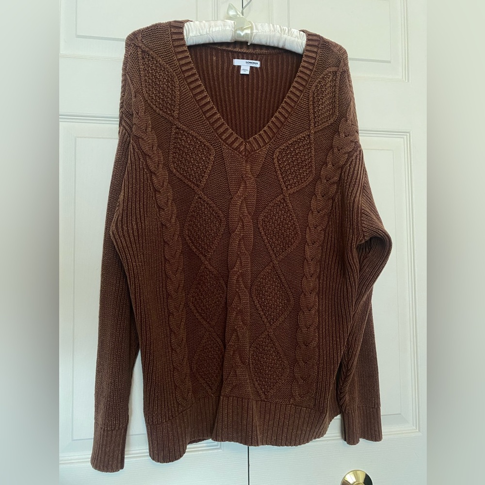 Chocolate cable knit sweater